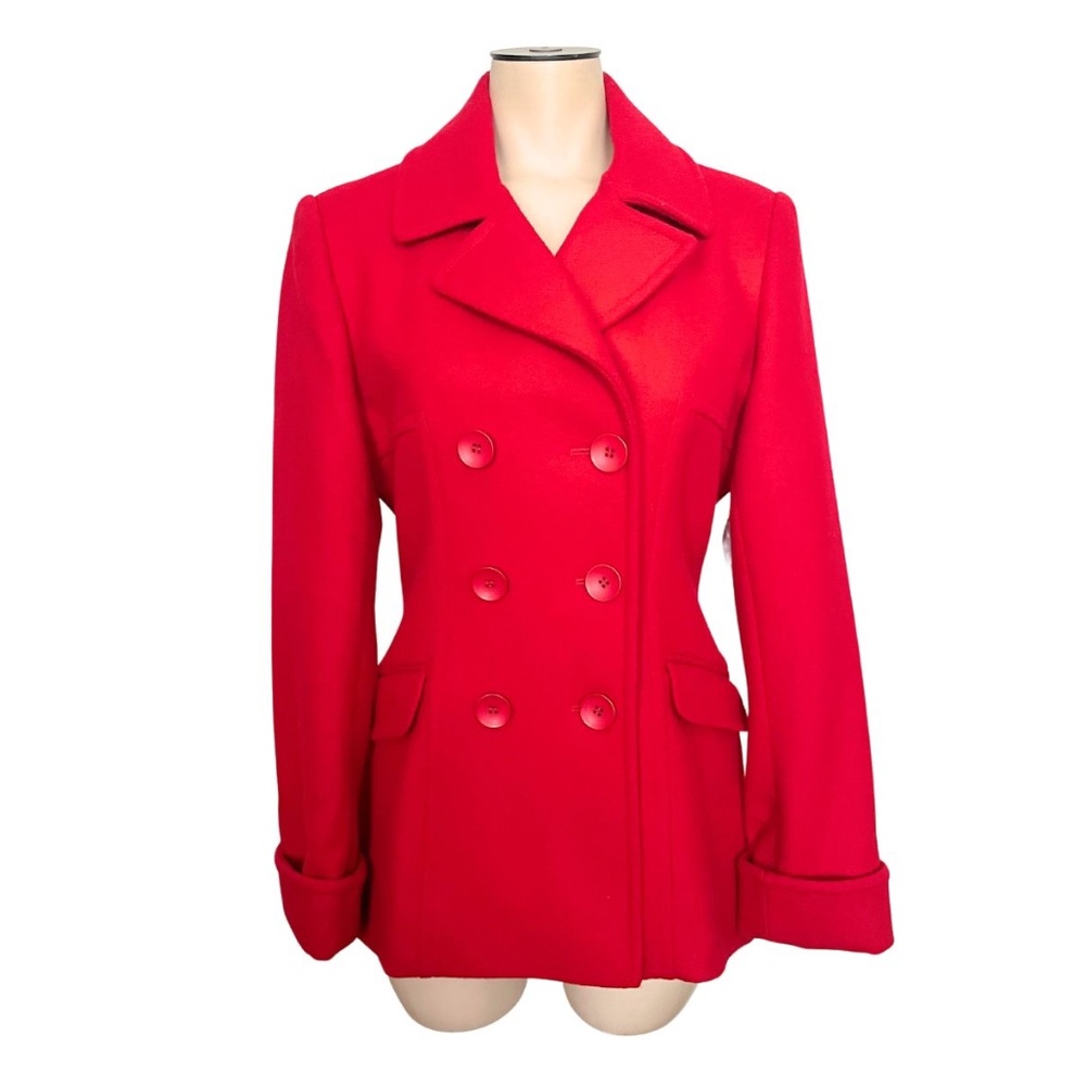 Moda International Red Wool Pea Coat // Size XS 0 2
